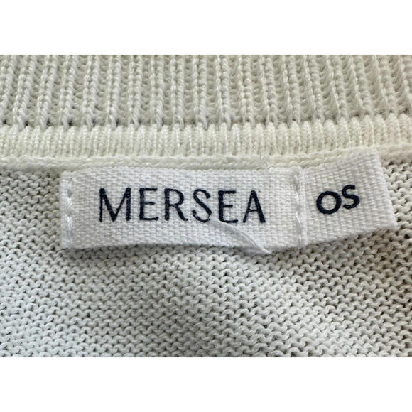Mersea Catalina V Neck Sweater White Jade Striped Womens One Size Quiet Luxury - Picture 7 of 8